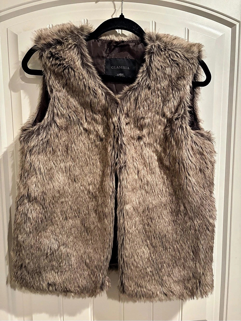 Glamsia Faux Fur Vest in Brown Size Large